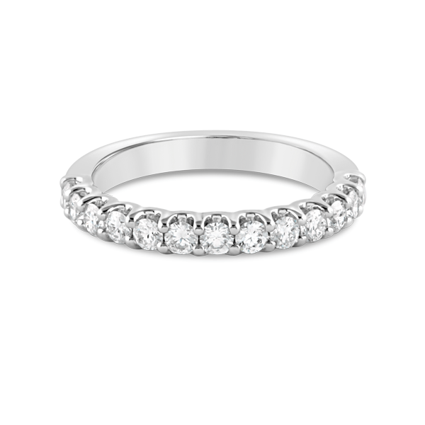 White Gold Scalloped Claw Set Diamond Ring - Ecali