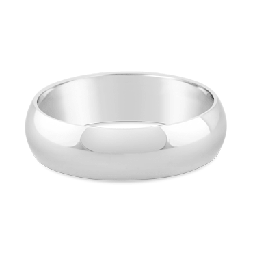 White Gold High Dome Polished Men's Wedding Ring - Ecali