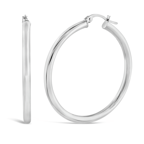 White Gold 30mm Hoop Earrings - Ecali