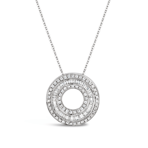 Baguette diamond on sale circle necklace