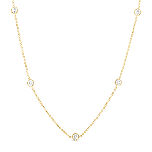 Yellow Gold Lab Grown Diamond Dot Necklace - Ecali