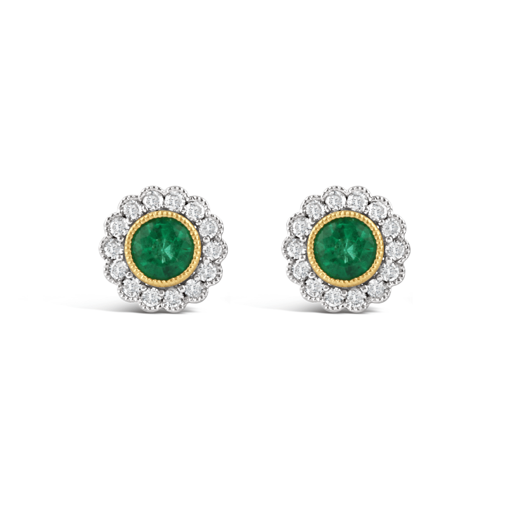 White gold deals emerald stud earrings