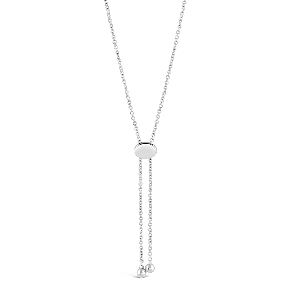 White Gold Sapphire & Diamond Dot Adjustable Necklace - Ecali