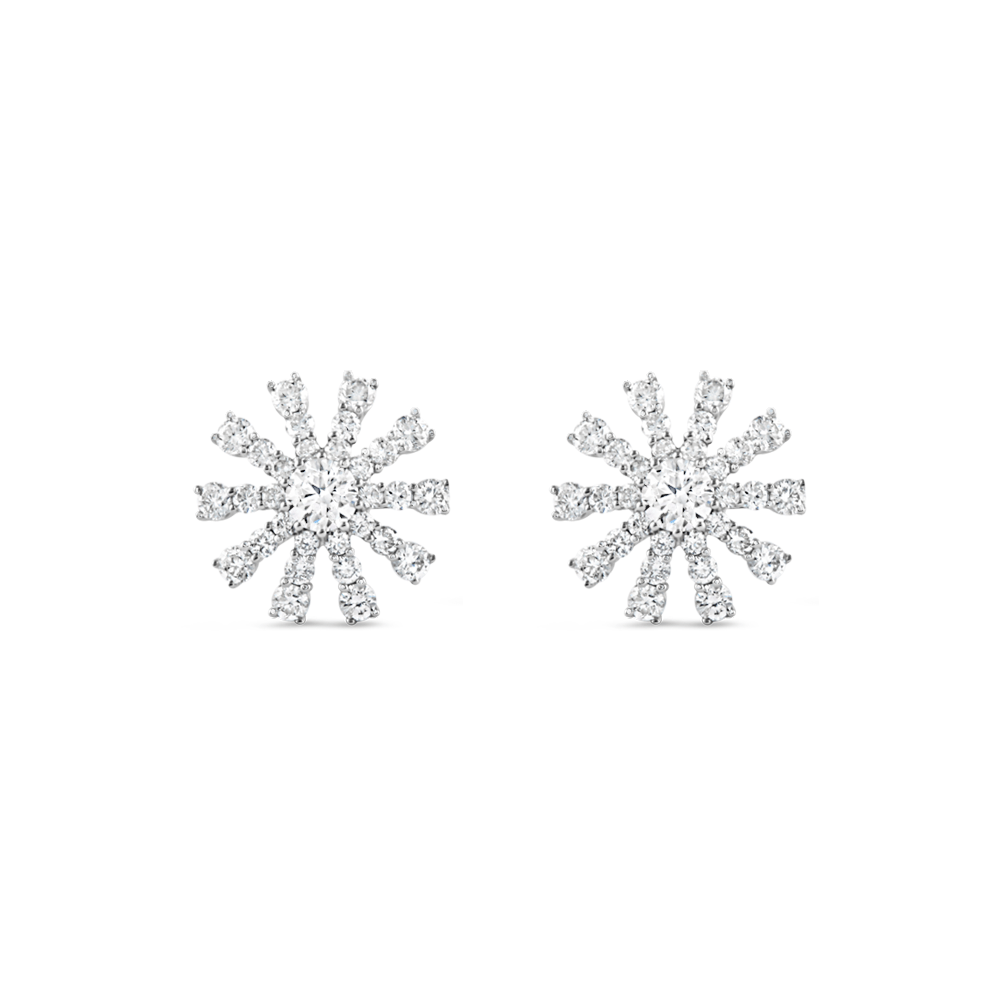 White Gold Diamond Starburst Earrings - Ecali