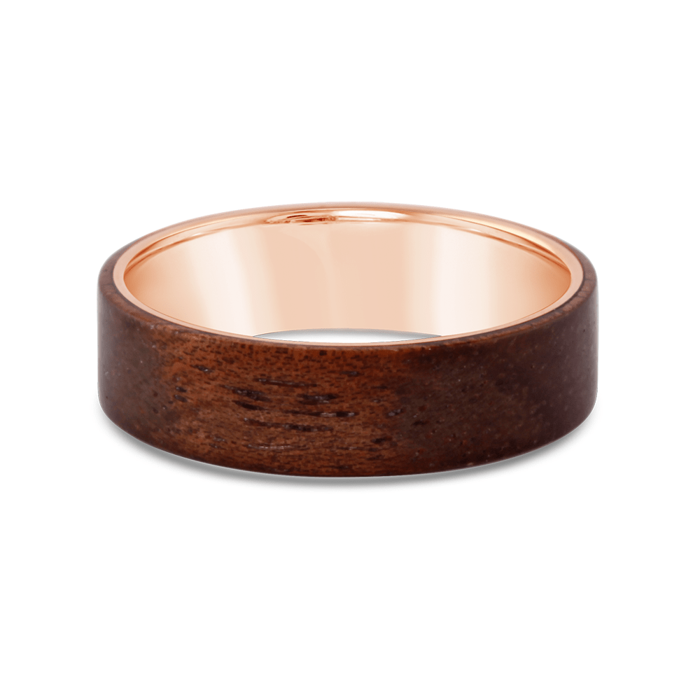Rose Gold & Wood Men's Ring - Ecali